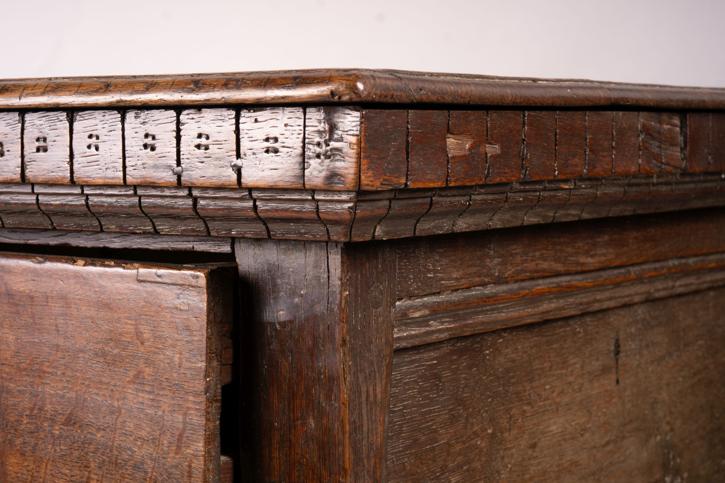 A 17th / late 18th century four drawer chest, length 100cm, depth 57cm, height 94cm